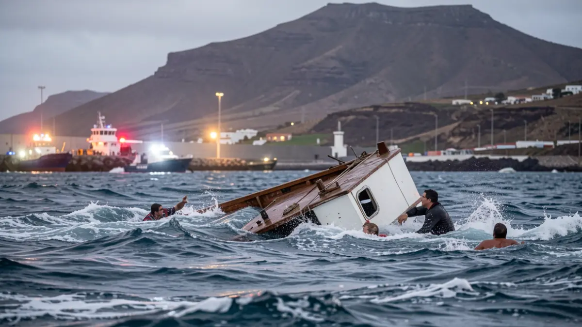 Imagen genérica de un rescate marítimo con un cayuco volcado cerca del puerto de La Restinga, El Hierro.