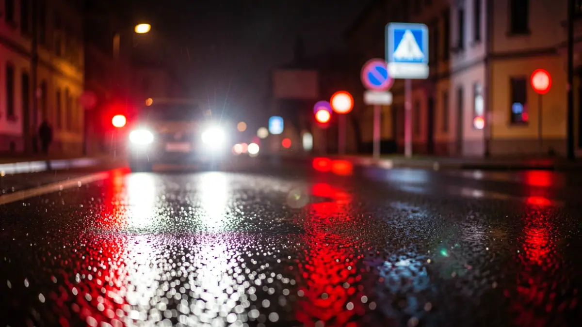 Generic image of emergency lights on a road at night.
