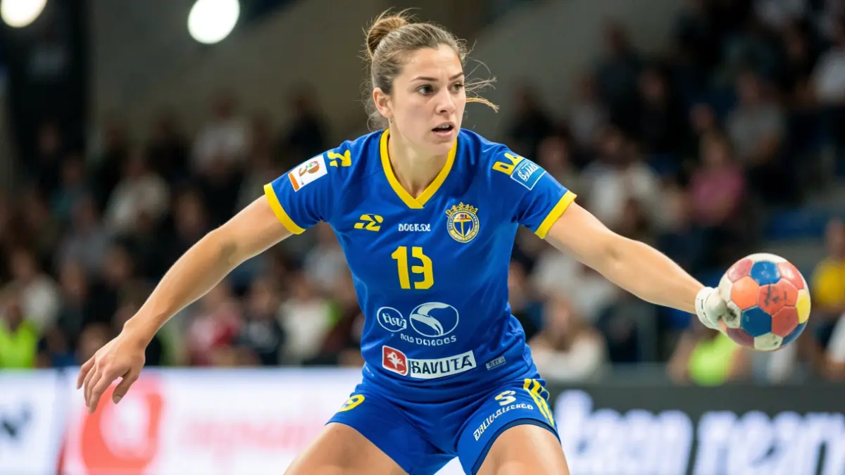 Handball player in action with the Gran Canaria team.