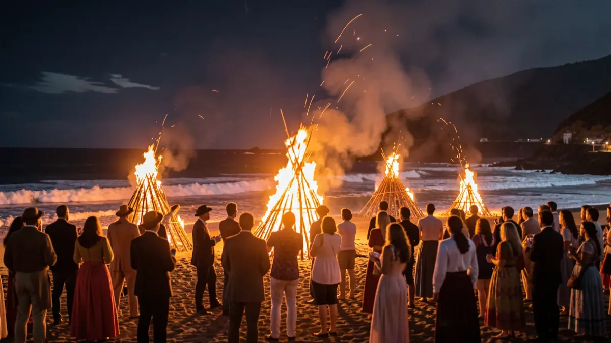Imagen genérica de hogueras de San Juan en una playa de La Gomera.