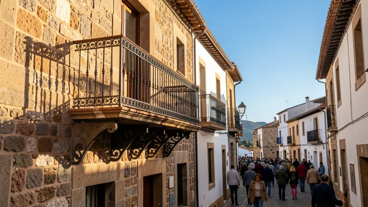 Fachada de piedra tradicional en un municipio de La Gomera con luz de tarde.