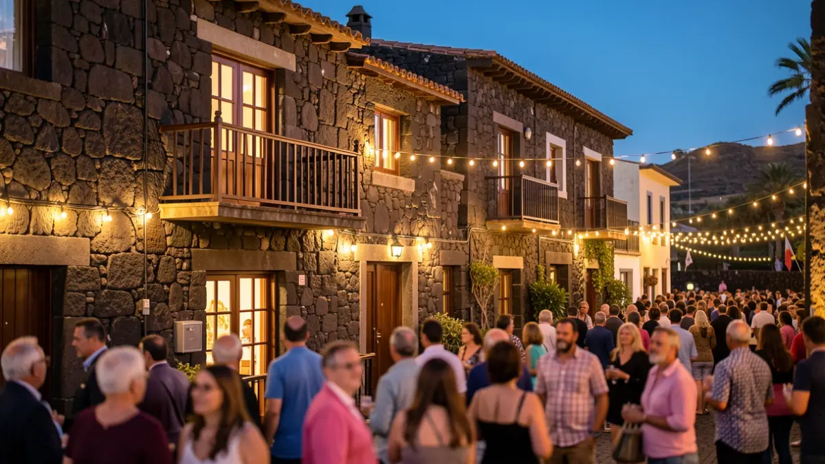 Imagen genérica de la arquitectura tradicional de Vallehermoso durante las fiestas.
