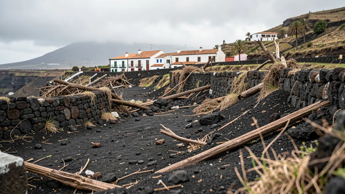 Generic image of storm damage to infrastructure in Vallehermoso, La Gomera.