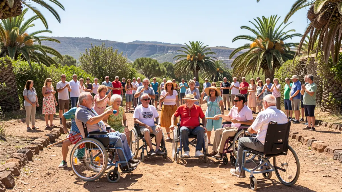 Generic image of people participating in traditional Canary Islands games in a natural setting.