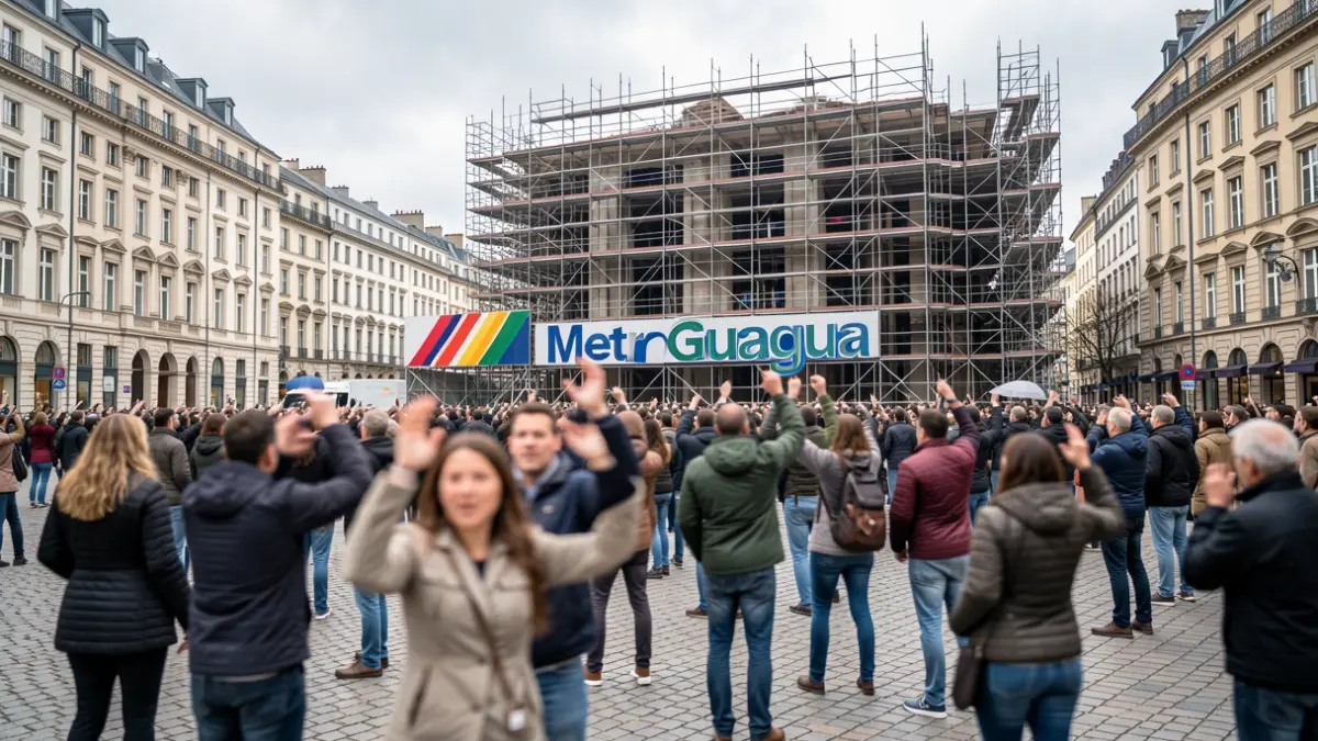 Imagen genérica de vecinos protestando contra obras de transporte público.