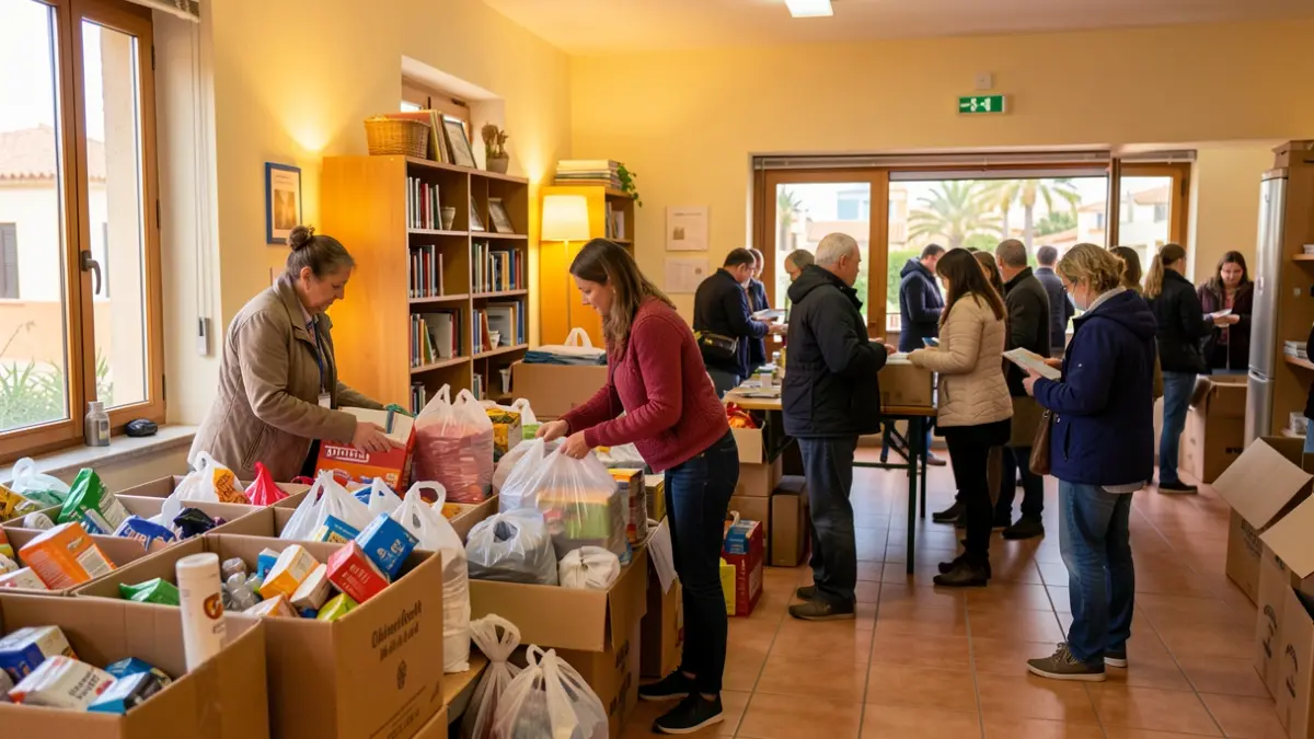 Donation collection point in Arrecife for sending humanitarian aid.