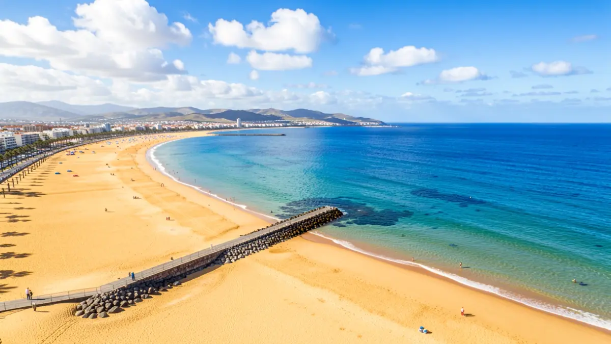 Vista aérea de la playa de Las Teresitas en Santa Cruz de Tenerife.