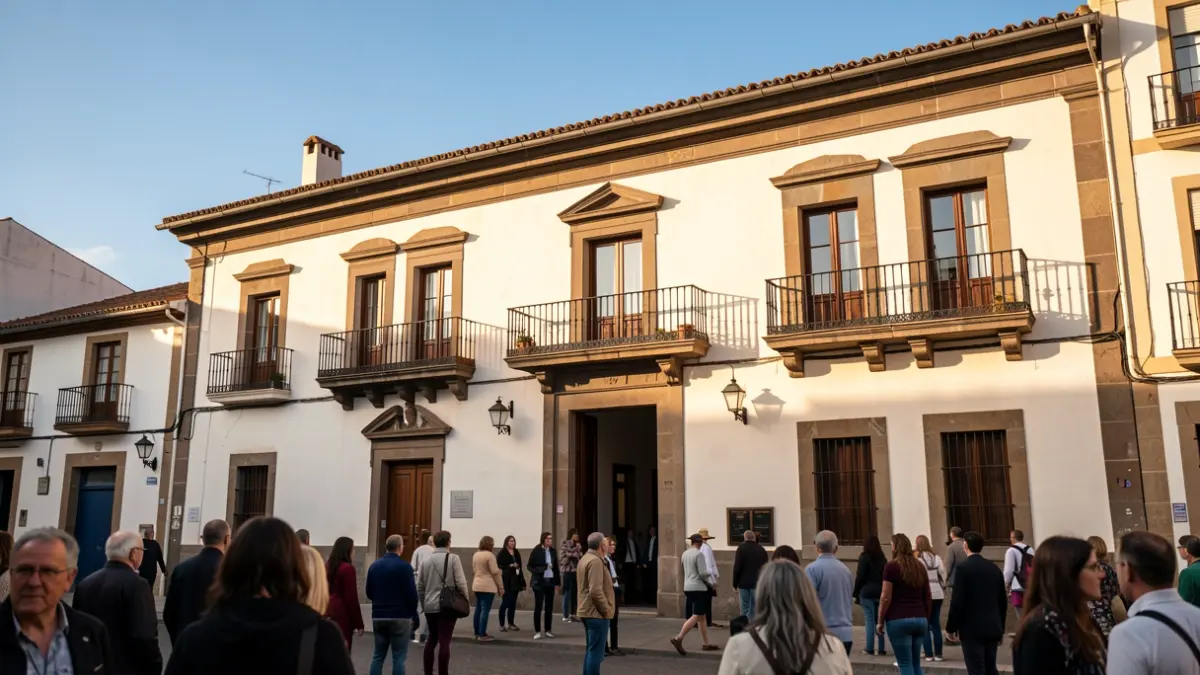 Facade of the Agüimes Town Hall with traditional Canarian architecture.