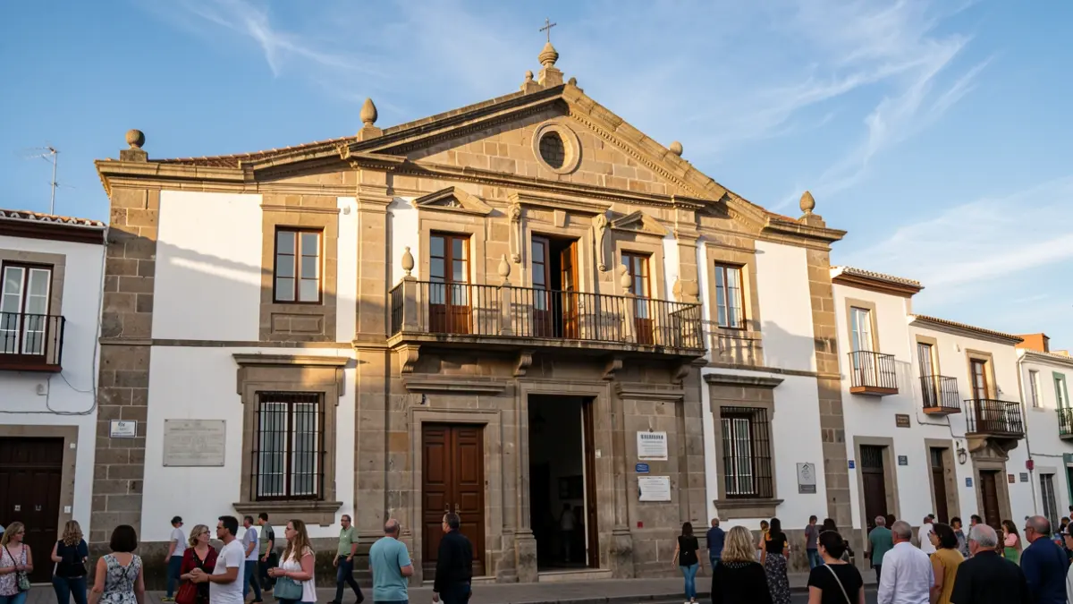 Facade of a historic town hall in the Canary Islands.