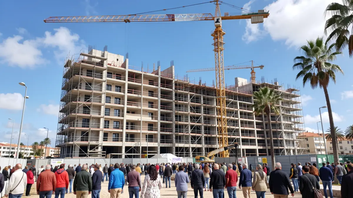 Construction site of a protected housing building in Las Palmas de Gran Canaria.