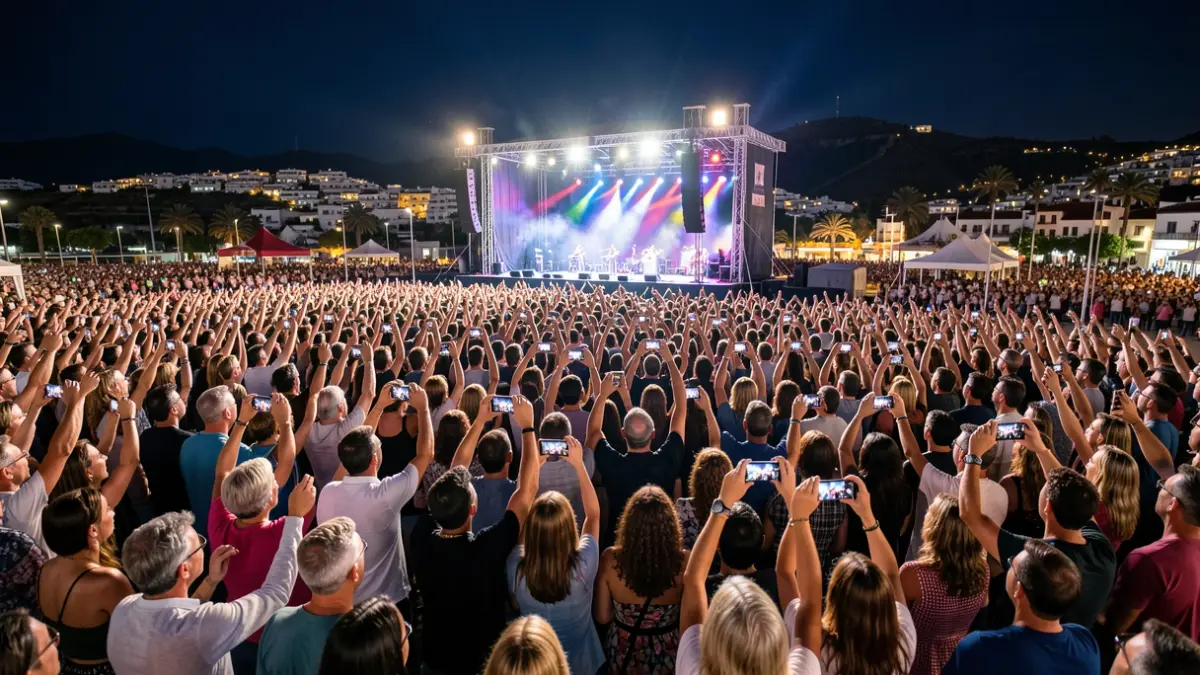 Generic image of a crowd celebrating an outdoor concert in the Canary Islands.
