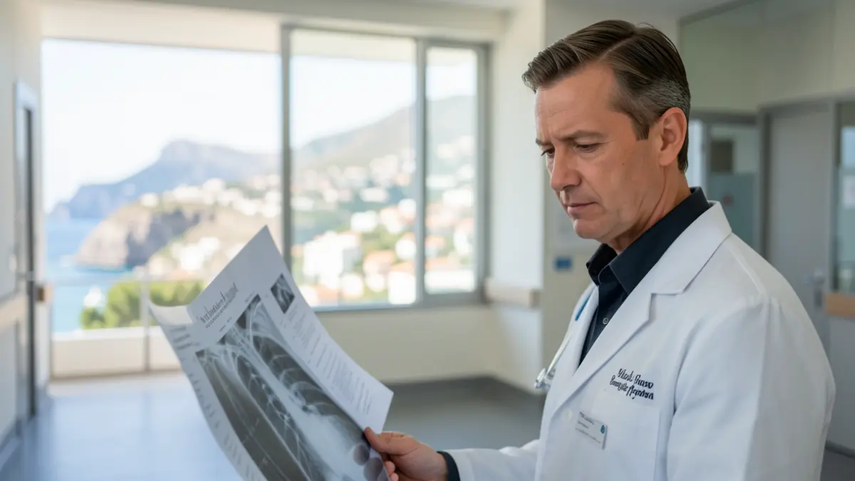 Generic image of a doctor in a hospital with a Canary Islands landscape in the background.
