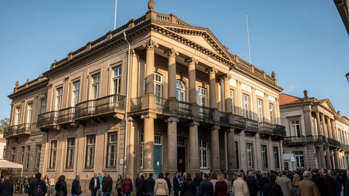 Fachada del edificio del Gobierno de Canarias con arquitectura institucional.