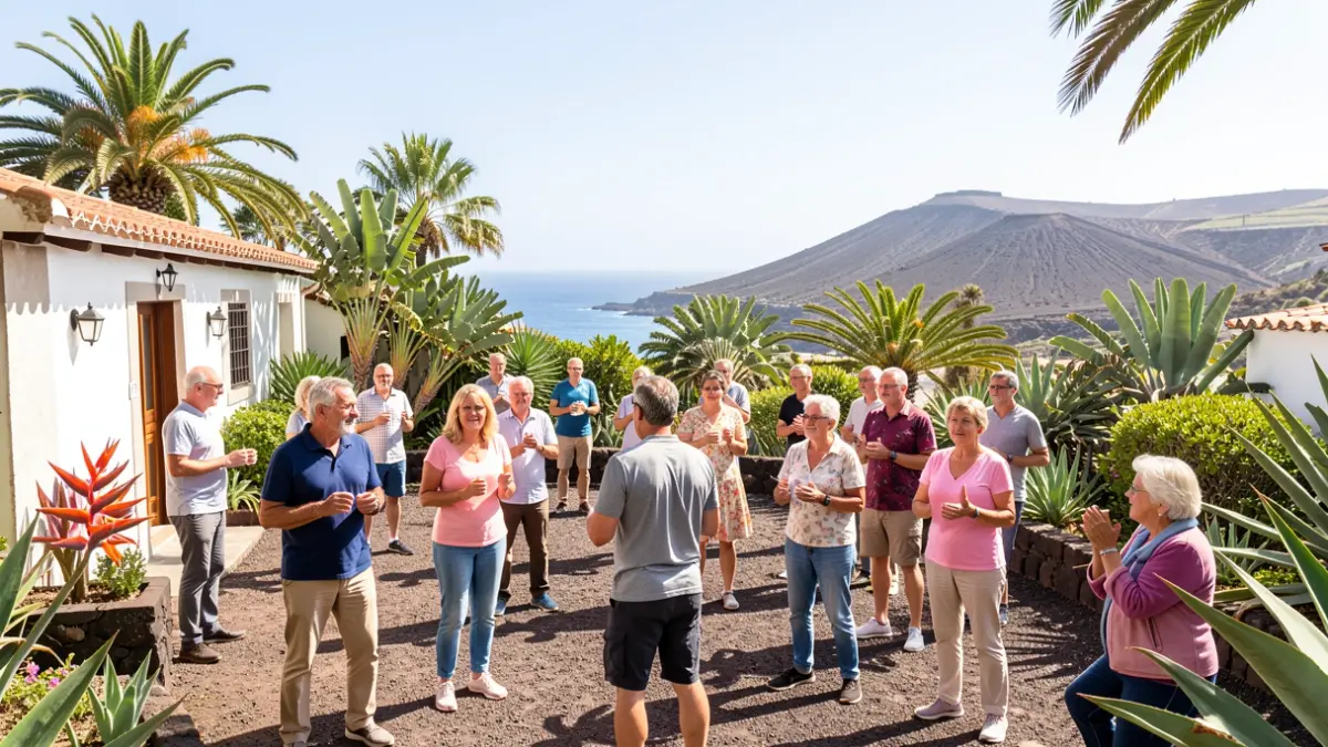 Generic image of elderly people exercising in a community setting in the Canary Islands.