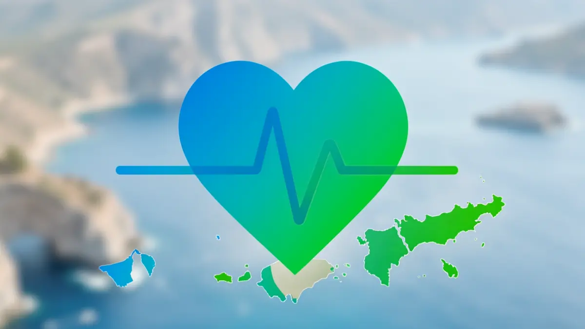Imagen genérica de un corazón estilizado sobre un mapa de Canarias.