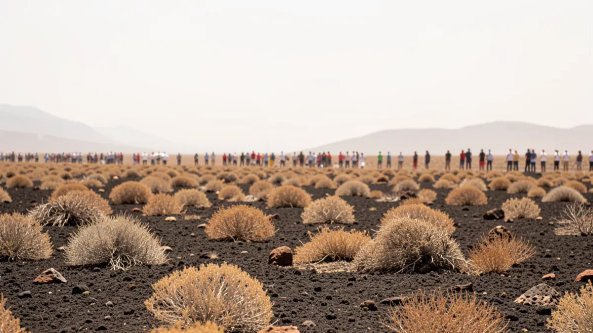 Imagen genérica de un paisaje árido bajo un cielo caluroso en Canarias.