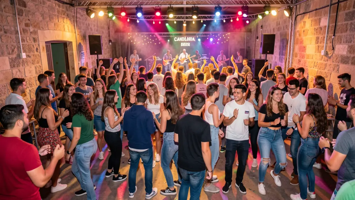 Young people enjoying a music and dance festival in Candelaria, in a safe and controlled environment.