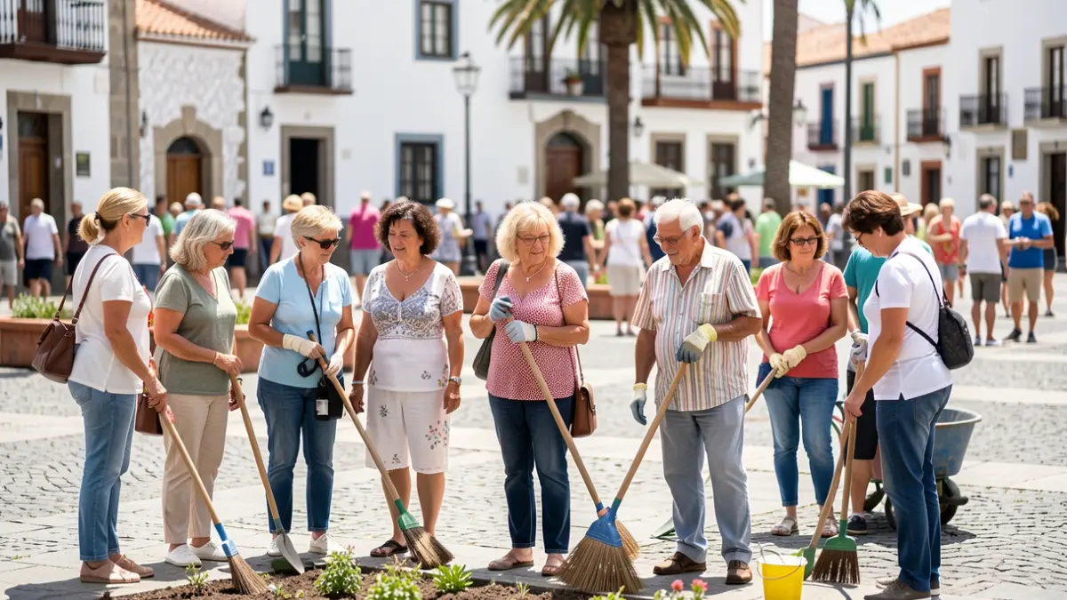 Generic image of people participating in a community improvement project in the Canary Islands.