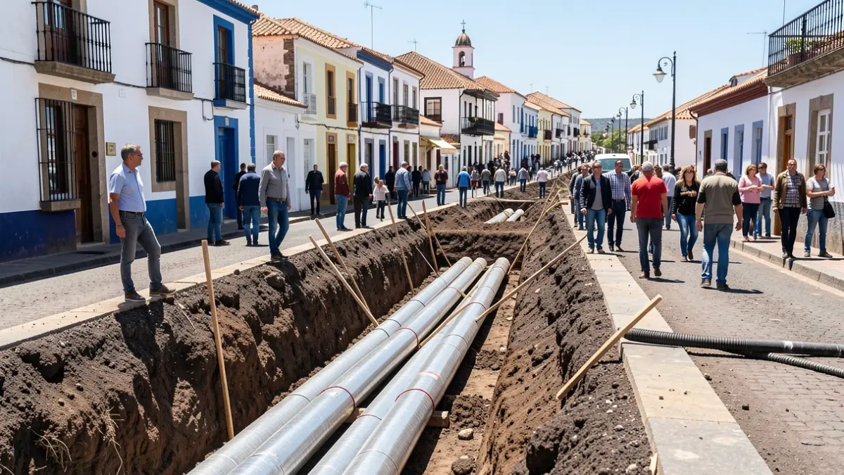 Image of pipe renovation works on Calle Vence, Candelaria.