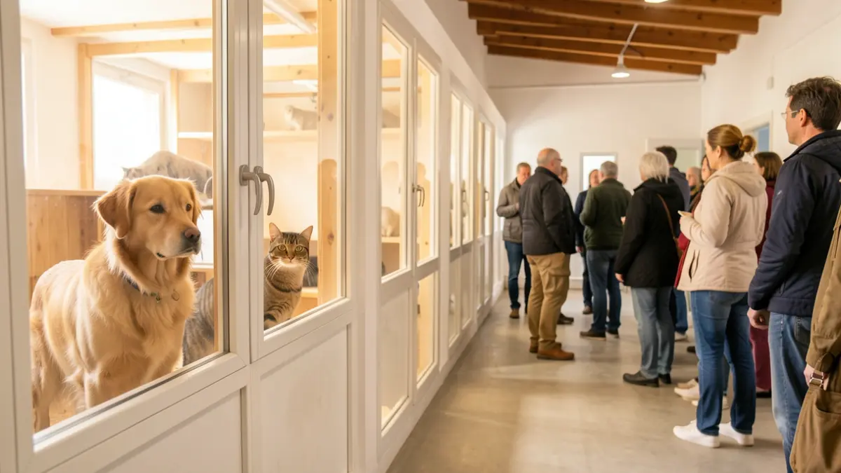 Image of a dog and a cat in an animal shelter in Las Palmas de Gran Canaria.