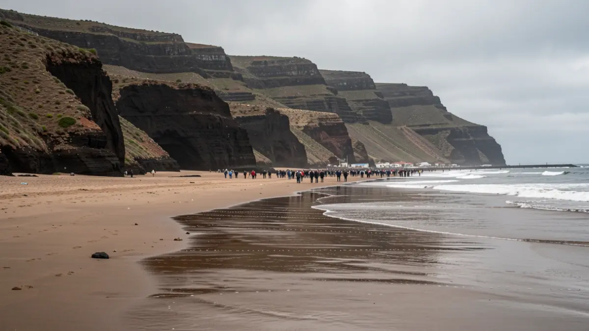 Imagen genérica de una playa desierta en Canarias con acantilados.