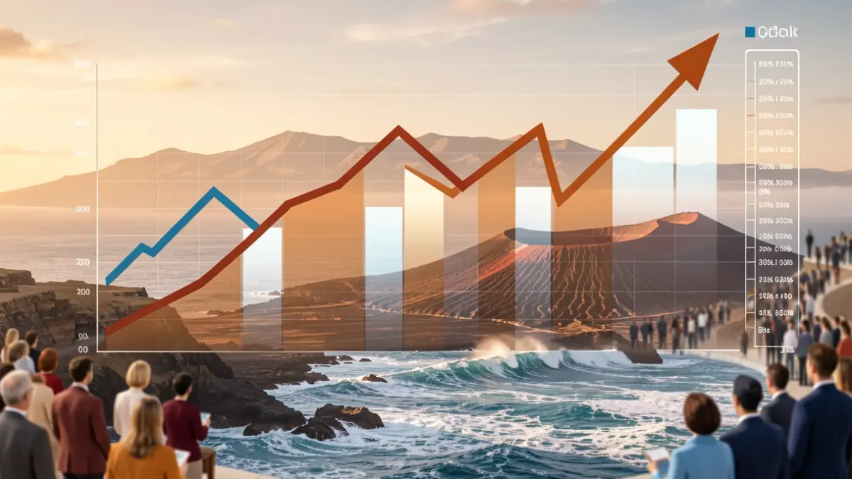 Generic image of economic charts and abstract elements representing business confidence in the Canary Islands.