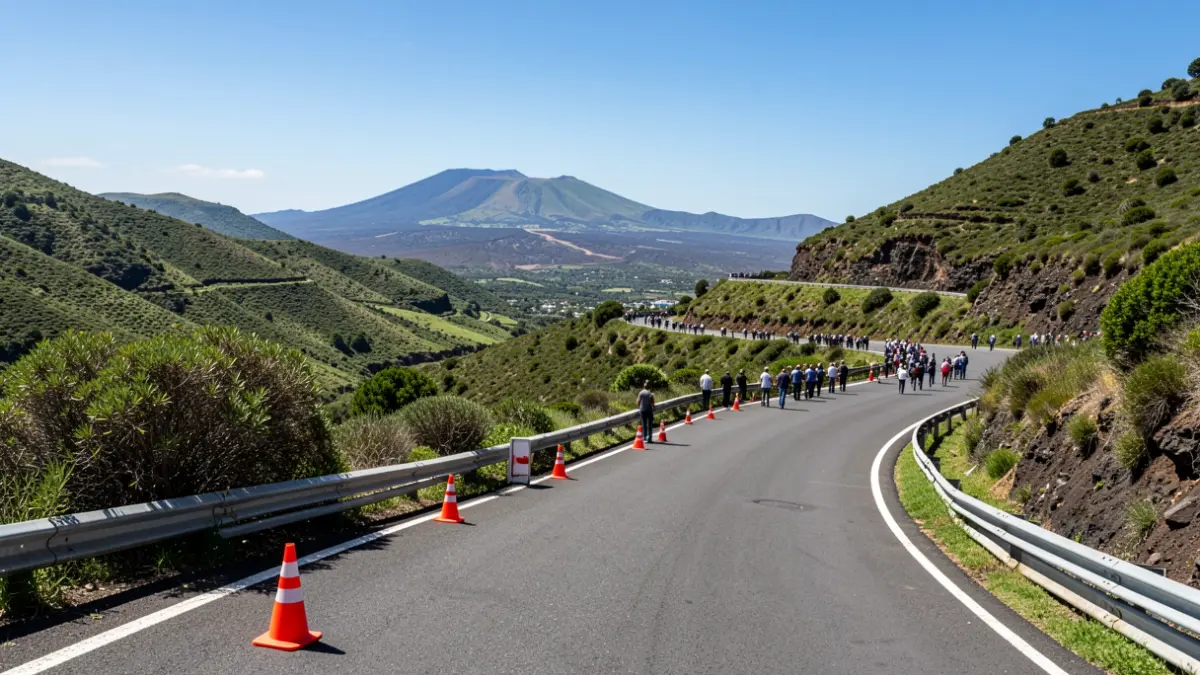 Imagen genérica de una carretera cerrada para una carrera en Canarias.