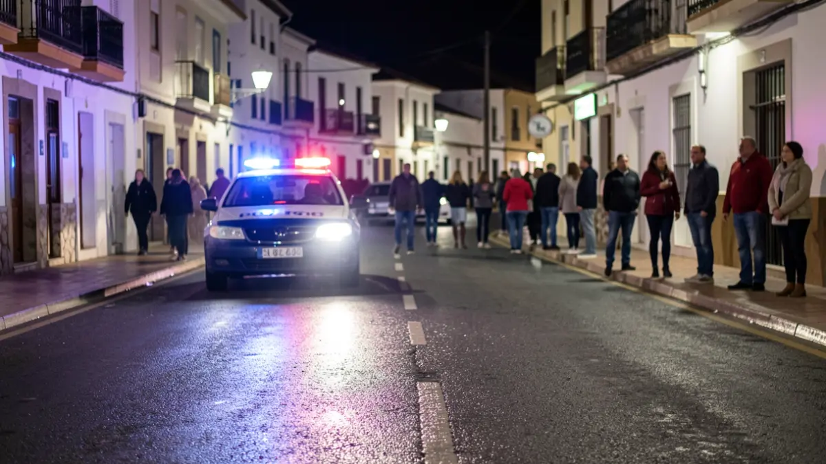 Generic image of police lights reflecting on wet asphalt at night.