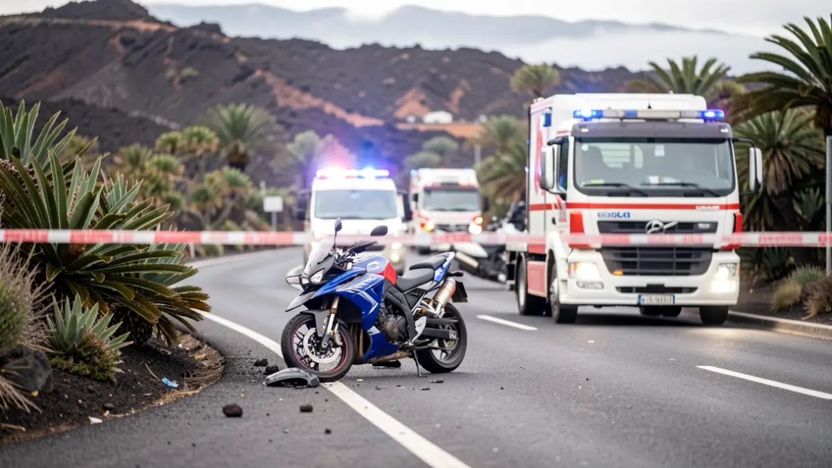 Imagen genérica de un accidente de tráfico en Tenerife con vehículos de emergencia.