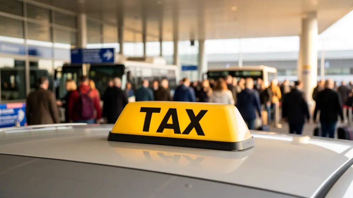 Image of a taxi sign at a transport terminal.