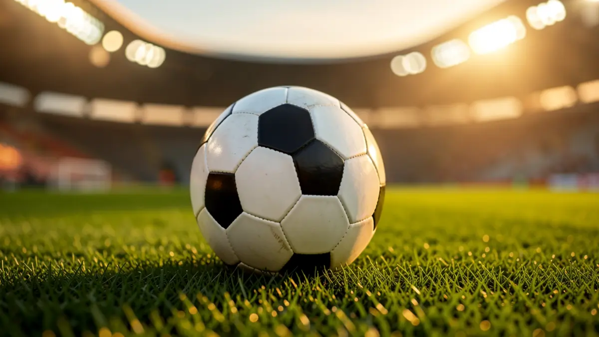 Generic image of a soccer ball on a stadium pitch.