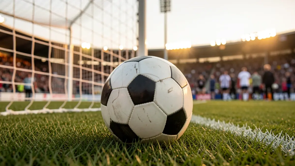 Generic image of a soccer ball on a stadium field.