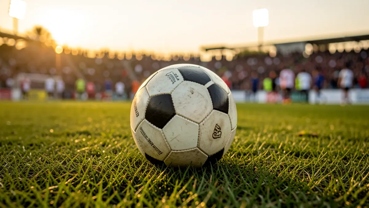 Imagen genérica de un balón de fútbol sobre césped en un entorno deportivo.