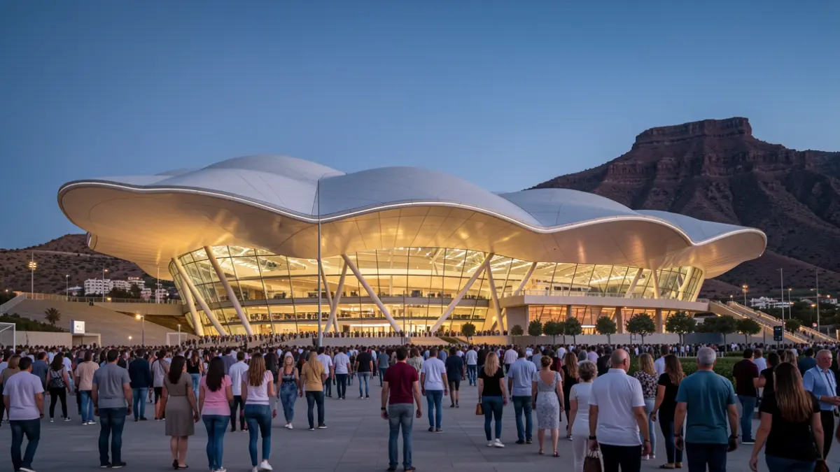 Imagen del diseño conceptual del Estadio de Gran Canaria con su nueva cubierta en forma de nube.