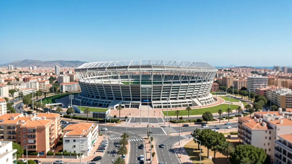 Imagen del Estadio de Gran Canaria y su entorno urbano.