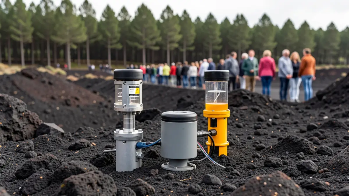 Equipamiento de investigación científica sobre suelo volcánico en La Palma.