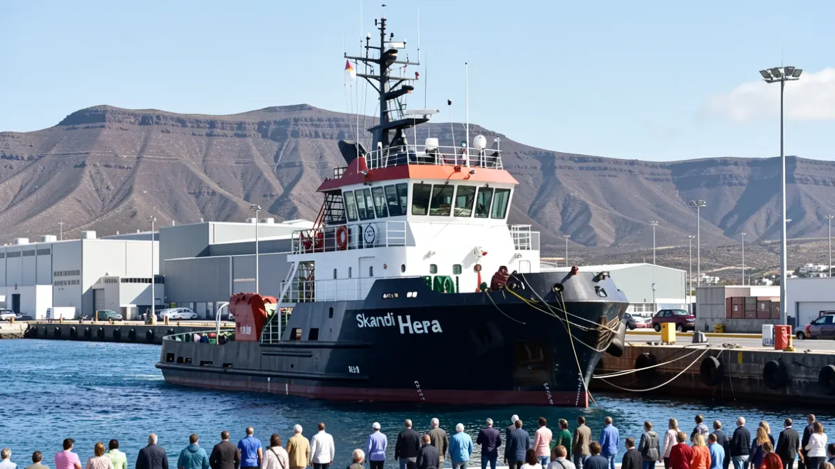 El buque noruego Skandi Hera, un gigante de remolque, atracado en el Puerto de Las Palmas.