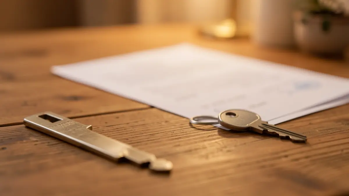Generic image of a house key on a rental contract.