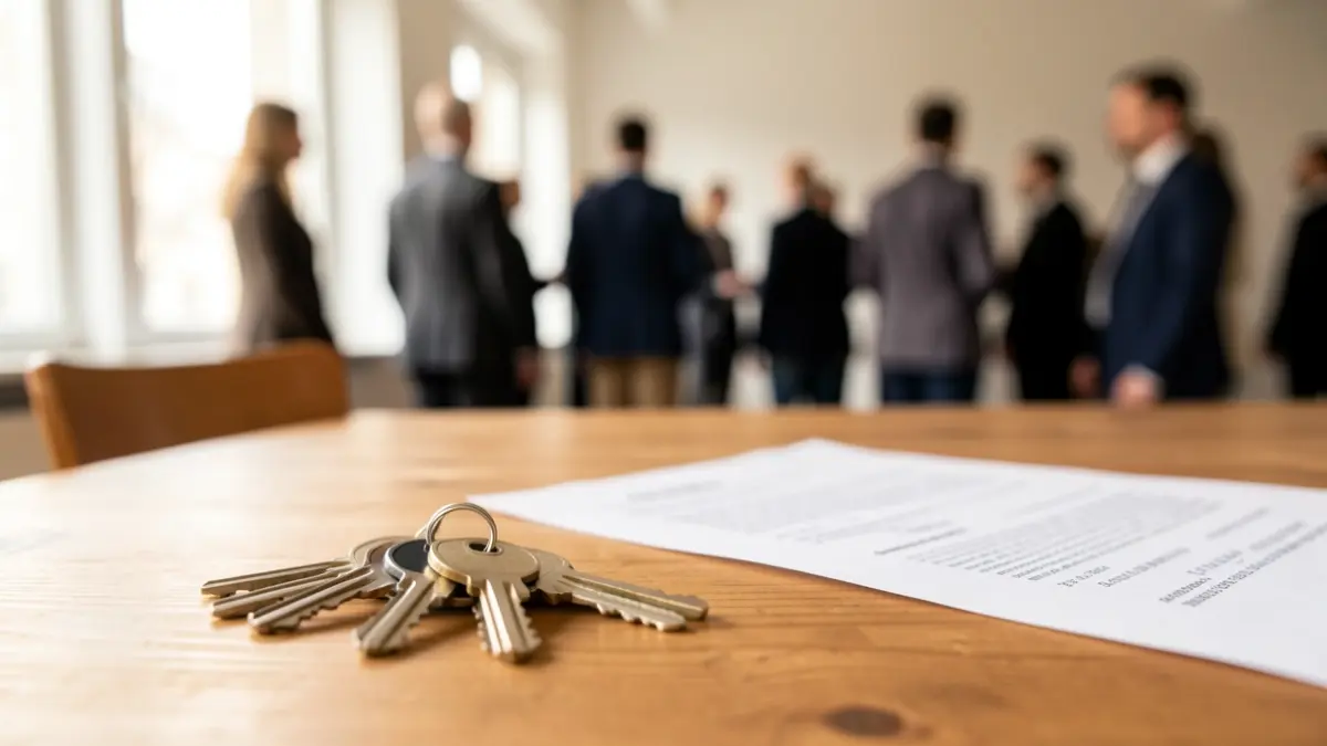 Imagen genérica de llaves de vivienda sobre una mesa junto a un contrato.