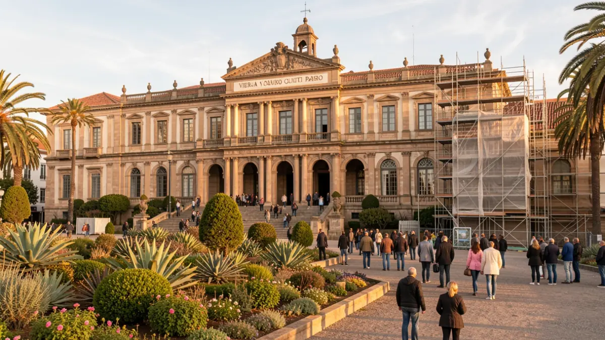 Facade of the Viera y Clavijo Cultural Park in Santa Cruz de Tenerife during its renovation.