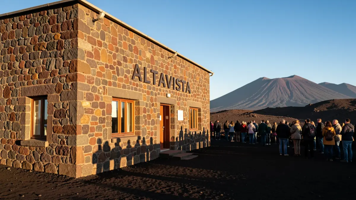 Fachada del refugio de montaña Altavista en el Parque Nacional del Teide.