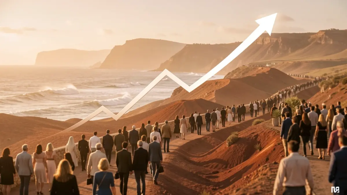 Imagen genérica de crecimiento económico en Canarias con elementos abstractos.