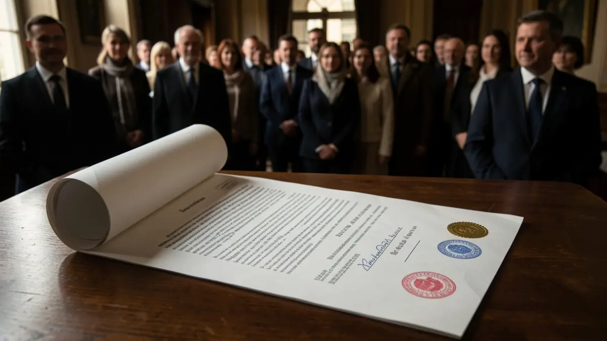 Imagen genérica de un documento legal con sellos oficiales.