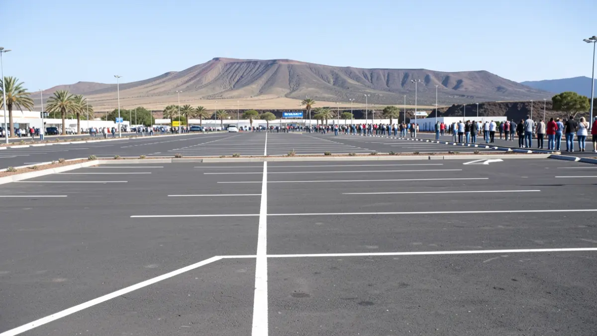 Imagen de una zona de aparcamiento amplia y despejada en Gran Canaria.