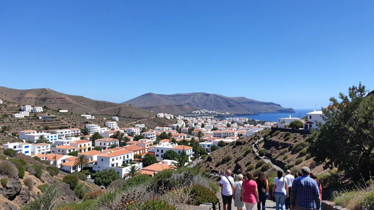 Cielo despejado sobre un pueblo en Canarias.