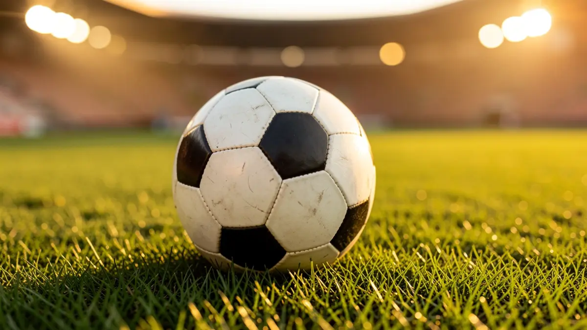 Generic image of a soccer ball on a stadium pitch.