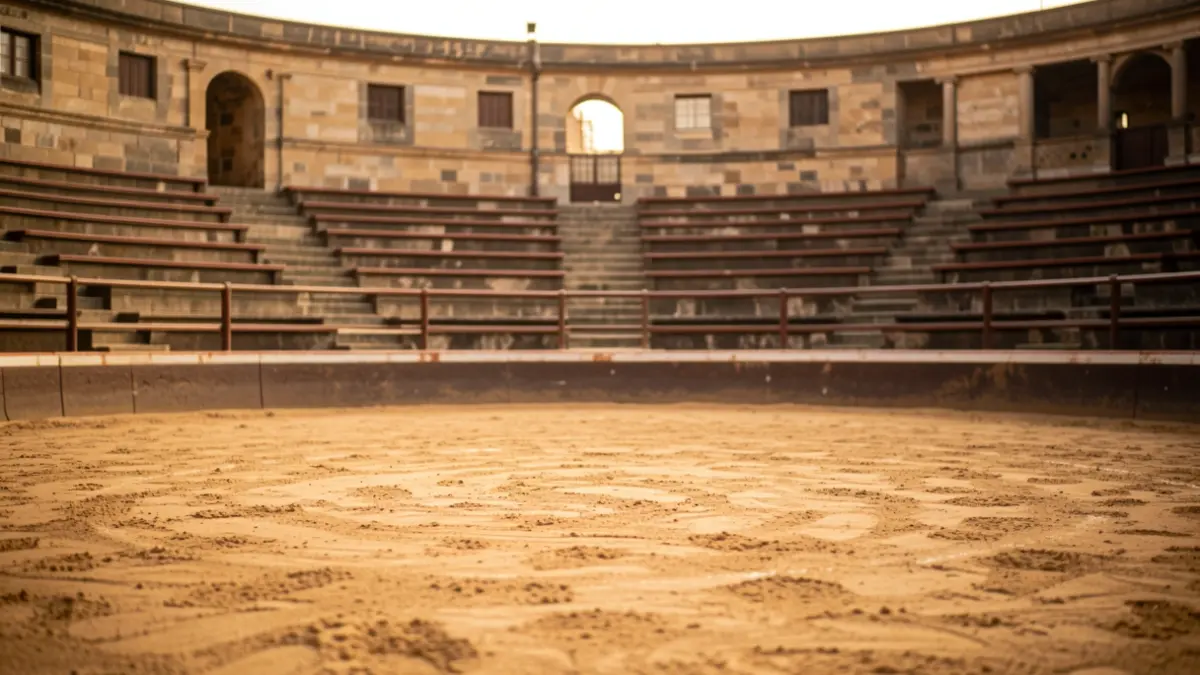 Generic image of an empty Canarian wrestling arena.