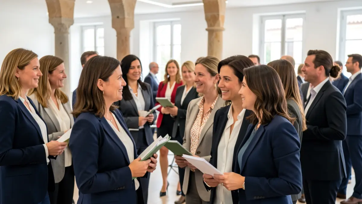 Imagen de mujeres empresarias canarias reunidas en una jornada de emprendimiento y desarrollo económico.