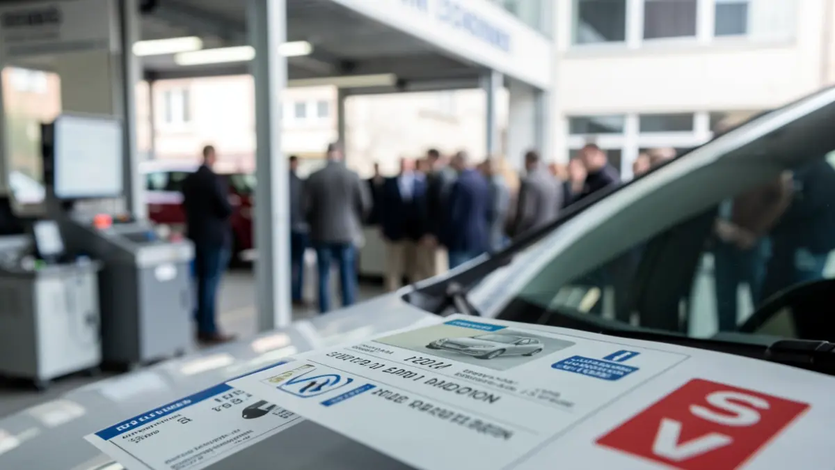 Generic image of a technical inspection sticker on a windshield.
