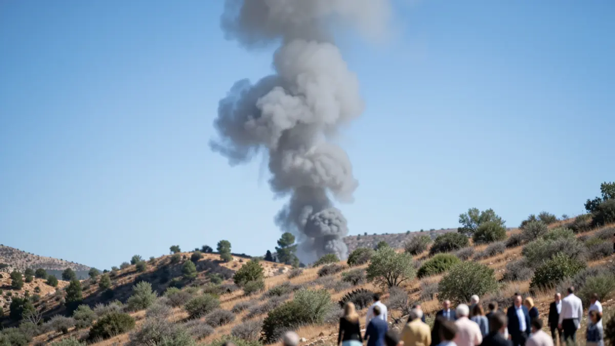 Generic image of a smoke column over dry vegetation in a natural environment.